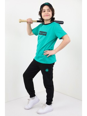 Toontoy Erkek Çocuk 2'li Takım Baskılı Kapüşonlu Fermuarlı Cepli Sweatshirt & Beli Paçası Lastikli Cepli Jogger Eşofman Altı - 2 Iplik