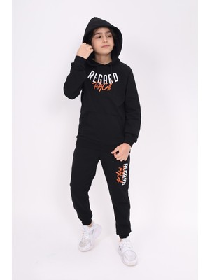 Toontoy Erkek Çocuk 2'li Takım Baskılı Kapüşonlu Cepli Sweatshirt & Beli Paçası Lastikli Cepli Jogger Eşofman Altı - 2 Iplik