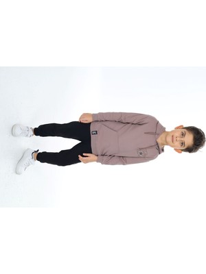 Toontoy Erkek Çocuk 2'li Takım Baskılı Kapüşonlu Cepli Sweatshirt & Beli Paçası Lastikli Cepli Jogger Eşofman Altı - Renk Bloklu & 2 Iplik