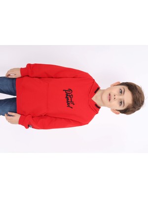 Toontoy Erkek Çocuk Relax Fit Kapüşonlu Cepli Nakış Baskılı Sweatshirt - 2 Iplik