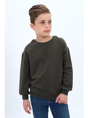 Toontoy Erkek Çocuk Relax Fit Bisiklet Yaka Hafif Düşük Omuz Sweatshirt - 2 Iplik