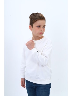 Toontoy Erkek Çocuk Relax Fit Bisiklet Yaka Hafif Düşük Omuz Sweatshirt - 2 Iplik