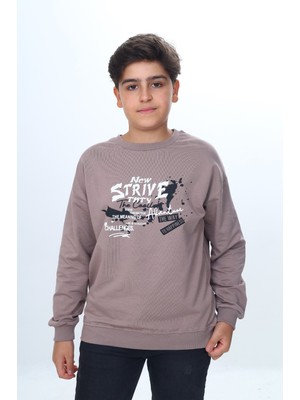 Toontoy Erkek Çocuk Relax Fit Bisiklet Yaka Düşük Omuz Baskılı Sweatshirt - 2 Iplik