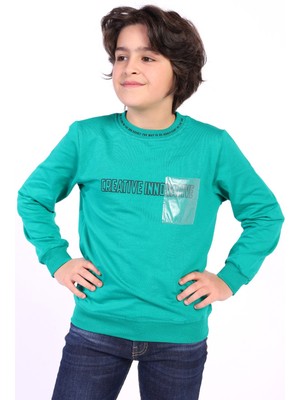 Toontoy Erkek Çocuk Relax Fit Bisiklet Yaka Baskılı Sweatshirt - 2 Iplik