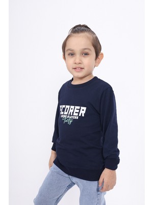 Toontoy Erkek Çocuk Relax Fit Bisiklet Yaka Baskılı Sweatshirt - 2 Iplik