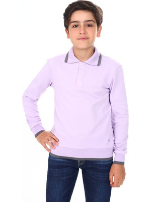 Toontoy Erkek Çocuk Regular Fit Polo Yaka Baskılı Sweatshirt - 2 Iplik
