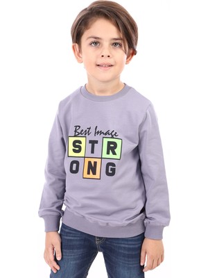 Toontoy Erkek Çocuk Relax Fit Bisiklet Yaka Baskılı Sweatshirt - 2 Iplik