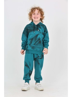 Toontoy Erkek Çocuk 2'li Takım Hype Baskılı Kapüşonlu Cepli Sweatshirt & Beli Paçası Lastikli Cepli Jogger Eşofman Altı - 2 Iplik