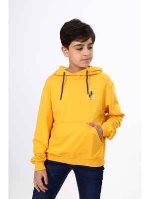 Toontoy Erkek Çocuk Relax Fit Kapüşonlu Cepli Hafif Düşük Omuz Baskılı Sweatshirt - 2 Iplik