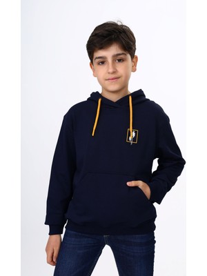 Toontoy Erkek Çocuk Relax Fit Kapüşonlu Cepli Hafif Düşük Omuz Baskılı Sweatshirt - 2 Iplik