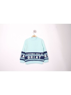 Toontoy Kız Çocuk Relax Fit Dik Yaka Düşük Pano Baskılı Sweatshirt - 2 Iplik