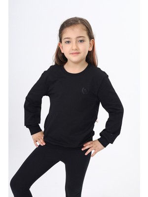 Toontoy Kız Çocuk Relax Fit Bisiklet Yaka Nakış Baskılı Sweatshirt - 2 Iplik