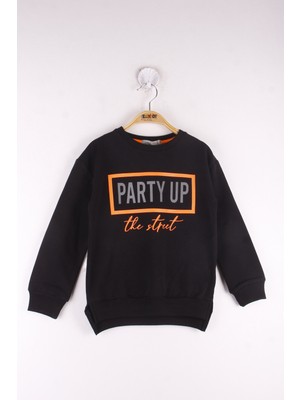 Toontoy Kız Çocuk Relax Fit Bisiklet Yaka Baskılı Sweatshirt - 2 Iplik