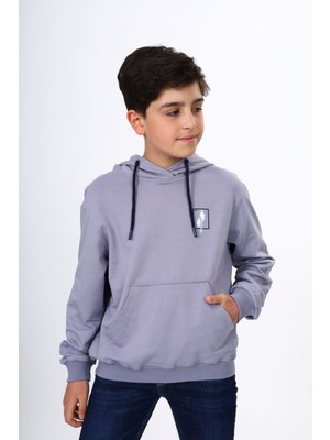 Toontoy Erkek Çocuk Relax Fit Kapüşonlu Cepli Hafif Düşük Omuz Baskılı Sweatshirt - 2 Iplik