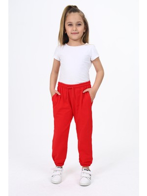 Toontoy Kız Çocuk Baskılı Beli Paçası Lastikli Cepli Basic Jogger Eşofman Altı 2 Iplik