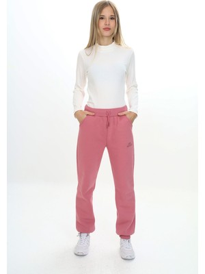Toontoy Kız Çocuk Nakış Baskılı Beli Paçası Ribanalı Cepli Basic Jogger Eşofman Altı 3 Iplik Şardonlu