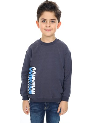 Toontoy Erkek Çocuk Relax Fit Bisiklet Yaka Hafif Düşük Omuz Baskılı Sweatshirt - 2 Iplik