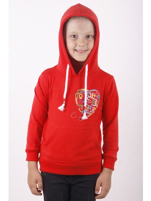 Toontoy Kız Çocuk Regular Fit Kapüşonlu Cepli Baskılı Sweatshirt - 2 Iplik