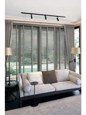 Kül Gri 50MM %100 Gerçek Ahşap Jaluzi Perde Redüktörlü Zincir Mekanizmalı Ofis/ev Tüm Mekanlar