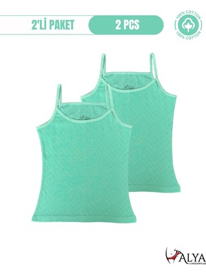 Alya Underwear Kız Çocuk %100 Pamuk Kumaşlı Ip Askılı Atlet - 2\'li Paket