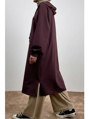 Ande Tesettür Classic Uzun Tunik - Mürdüm