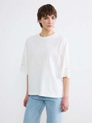 Soulife Bisiklet Yaka Inci Detaylı Bluz