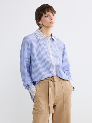 Soulife Çizgili Oversize Kadın Gömlek