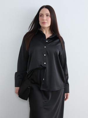 Soulife Büyük Beden Saten Kadın Gömlek
