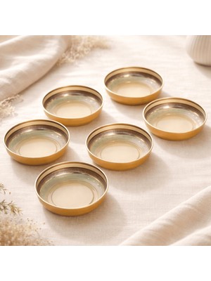 Sarkap Home 6'lı Golden Joy Dondurmalık ve Çerezlik Seti, 10 cm Çap, 3.2 cm Yükseklik