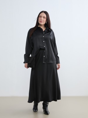 Soulife Büyük Beden Beli Lastikli A Kesim Etek