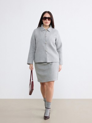 Soulife Büyük Beden Beli Fermuarlı Mini Tüvit Etek