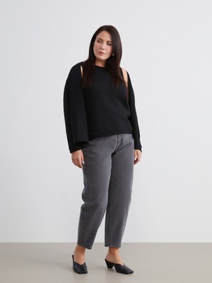 Soulife Büyük Beden Mom Fit Kadın Jean Pantolon