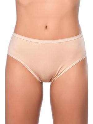 Kompedan Kadın Pamuklu Likralı Süprem Yüksek Bel Bato Külot | Ten K6121