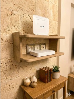 Dekoratif Ikili Raf, Aksesuar Rafı, Iki Bölmeli Modem Rafı