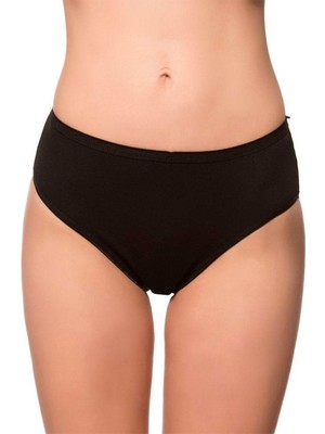 Kompedan Kadın Pamuklu Likralı Süprem Yüksek Bel Bato Külot | Siyah K6121