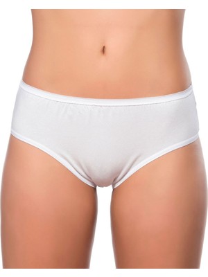 Kompedan Kadın Pamuklu Likralı Süprem Yüksek Bel Bato Külot | Beyaz K6121