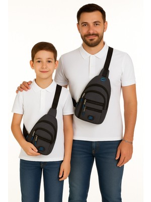 Newish Polo Erkek Çapraz Omuz Çantası Baba Oğul Kombinli NEWPOLO122 -  Siyah - Mavi