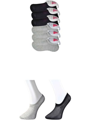 Liyuza Siyah ve Gri Kadın Görünmez Çorap 6 Çift