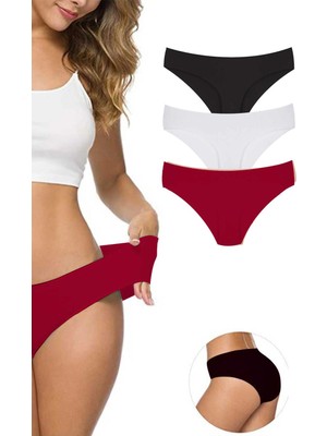 Liyuza 3 Adet Kadın Dikişsiz Lazer Kesim Esnek Iz Yapmayan Külot S5