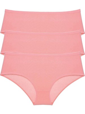 Liyuza 3 Adet Kadın Yüksek Bel Bato Külot Pudra