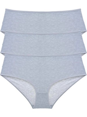 Liyuza 3 Adet Kadın Yüksek Bel Bato Külot Gri