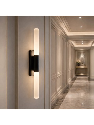 Nazik Aydınlatma Perla Siyah Modern Günışığı Ledli Pilli ve Elektrikli 1 Adet Duvar Apliği  Pilli Aplik , Aplik