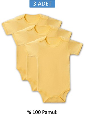 Herşeytrend Sarı Yarım Kol Body Zıbın 2-7 Yaş Çocuklar Için (3 Adet) Alttan Çıtçıtlı Özel Gereksinimli