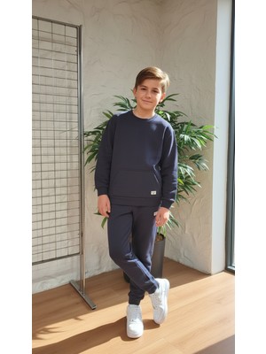 Divinus Erkek Çocuk Basıc Kanguru Cepli Eşortman Takım