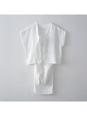 Ecocotton Zeyna Kadın Set Takımı %100 Organik Pamuk Müslin Krem