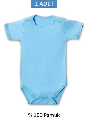 Herşeytrend Mavi Yarım Kol Body Zıbın 2-7 Yaş Çocuklar Için (1 Adet) Alttan Çıtçıtlı Özel Gereksinimli