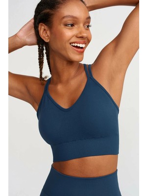 COMEUP Ince Askılı Spor Sütyen Indigo