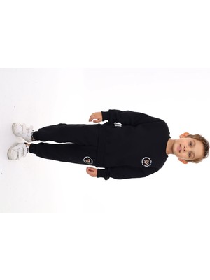 Toontoy Erkek Çocuk 2'li Takım Baskılı Bisiklet Yaka Sweatshirt & Beli Paçası Lastikli Cepli Jogger Eşofman Altı - 3 Iplik Şardonlu 2