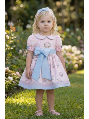 Pamina Kız Bebek Çicek Baskılı Elbise 6-24 Ay Pembe