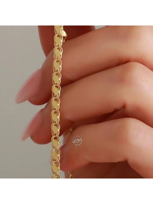 Ay Mücevher 14 Ayar Altın Arpa Pullu Zincir Bileklik 1.85 gr
